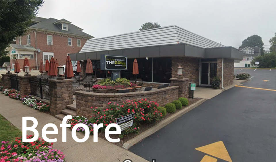 Chocolate Avenue Grill – Before photo of the west side of building