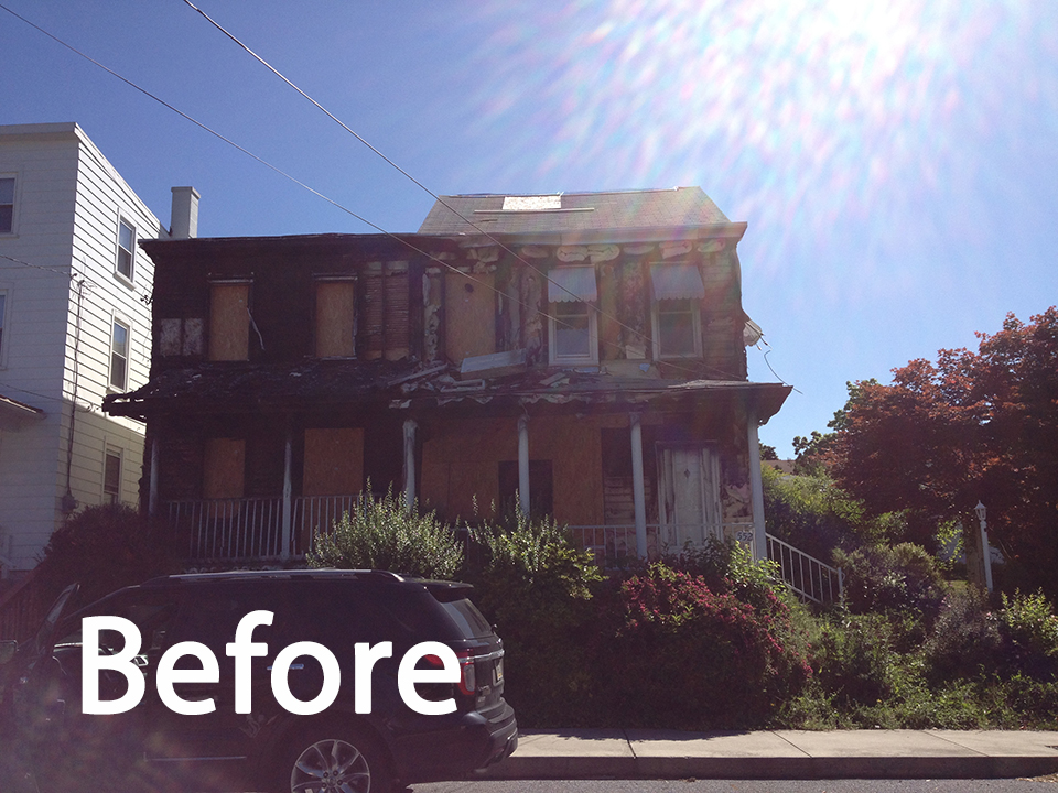 New House Construction – Before photo with fire damage